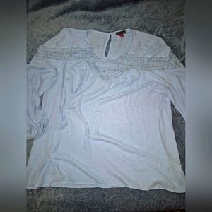 Vince Camuto Blue Pleated 3/4 Sleeve Blouse